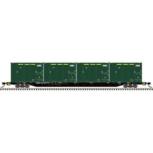 Atlas ~ HO Scale ~ Trainman ~ 85' Trash Container Flatcar with 4 MSW Containers ~ USA Waste USWX #40190 ~ 20007732