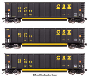 Walthers Mainline ~ HO Scale ~ 50' Bethgon Coalporter Gondola 3-Pack ~ CSX ~ 910-55912