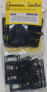 American Limited Models ~ HO Scale ~ Working Diaphragm Kit for Walthers Pullman Cars ~ 6 Pieces ~ Black ~ 9696