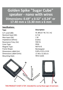Golden Spike Hobbies ~ Sugar Cube Speaker ~ “nano” ~ 8 Ohm ~ GS1511H6W8