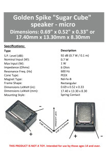 Golden Spike Hobbies ~ Sugar Cube Speaker ~ “micro” ~ 6 Ohm ~ GS1511H9