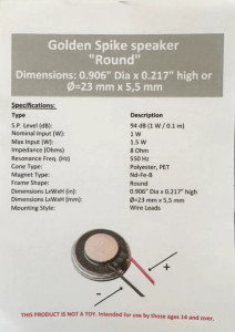 Golden Spike Hobbies ~ Golden Spike Round Speaker ~ GS2355W8