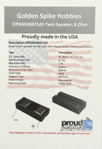 Golden Spike Hobbies ~ Drop-in speaker for Atlas DASH 8 ~ DPDASH8ATLAS