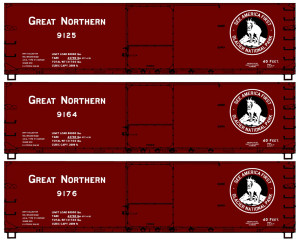 Accurail ~ HO Scale ~ USRA 40' Double-Sheathed Wood Boxcar ~ 3-Pack ~ Kit ~ Great Northern ~ 8192