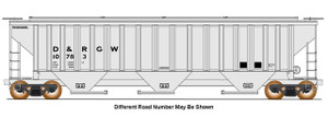 Intermountain ~ N Scale ~ Trinity Rib-Side Hopper ~ Rio Grande DRGW #10796 ~ 672306-03