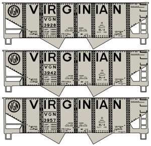 Accurail ~ HO Scale ~ USRA 55-Ton 2-Bay Open Hopper Kit ~ Virginian #3957, #3942, #3928 ~ 8175