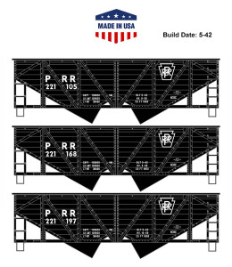 Accurail ~ HO Scale ~ 55-Ton Wood-Side 2-Bay Hopper Kit ~ 3-Pack ~ Pennsylvania #221105, 221168, 221197 ~ 8184