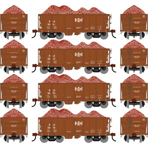 Athearn ~ HO Scale ~ 26' Low-Side Ore Car w/Load ~ 4-Pack ~ Bessemer & Lake Erie #9001/9032/9055/9076 ~ 3244