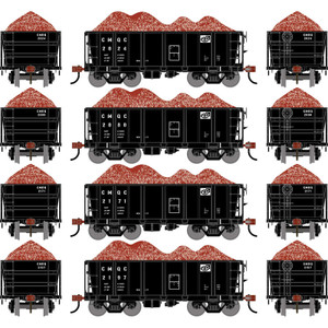 Athearn ~ HO Scale ~ 26' Low-Side Ore Car w/Load ~ 4-Pack ~ Central Maine & Quebec Railway CMQC #2024/2080/2171/2197 ~ 3249