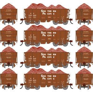 Athearn ~ HO Scale ~ 26' Low-Side Ore Car w/Load ~ 4-Pack ~ Southern Pacific SP #345099/345394/345447/345628 ~ 3258