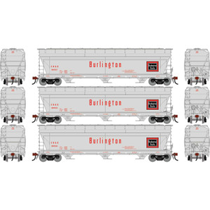 Athearn Genesis ~ HO Scale ~ ACF 4600 Covered Hopper ~ 3-Pack ~ Chicago, Burlington & Quincy CBQ #184567/184590/184596 ~ 2798