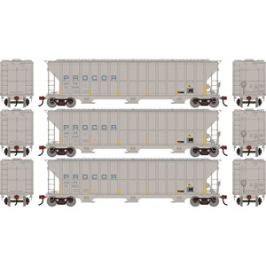 Athearn ~ HO Scale ~ FMC 4700 Covered Hopper ~ 3-Pack ~ Procor UNPX #12038/12040/12052 ~ 3326