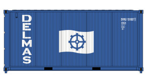 Class One Model Works ~ HO Scale ~ CIMC 20' Corrugated Containers ~ 3-Pack ~ Delmas Shipping ~ CT00607