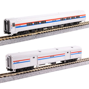 Kato ~ N Scale ~ Amfleet II Lounge 73' Baggage Car Set ~ 2-Pack ~ Amtrak #28023, #1212 ~ Phase III ~ 106-6294