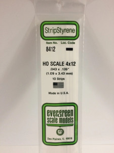 Evergreen Scale Models ~ Styrene Strip ~ 4 x 12" ~ 10 pack ~ 8412