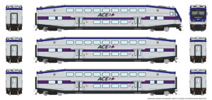 Rapido ~ HO Scale ~ BiLevel Commuter Cars ~ 3 Car Set ~ Altamont Corridor Express ~ 1110036