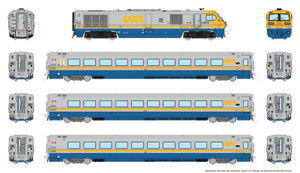 Rapido ~ HO Scale ~ LRC Trainset ~ VIA Rail #6909 + 3 Coaches ~ DCC Ready ~ 9113002