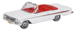 Oxford ~ HO Scale ~ 1961 Chevy Impala ~ White / Roman Red ~ 87CI61003