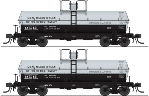 Broadway Limited ~ HO Scale ~ 6000 Gallon Chlorine Tank Cars ~ 2-Pack ~ Dow Chemical GWEX #611, #612 ~ 10352