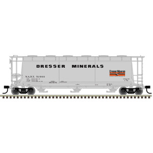 Atlas ~ O Scale ~ Master ~ 3-Bay Cylindrical Hopper ~ 3-Rail ~ Dresser Minerals NAHX #51860 ~ 3003232-1