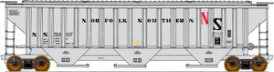 Intermountain ~ N Scale ~ PS 4750 3-Bay Covered Hopper ~ Norfolk Southern #5366 ~ 65338-10