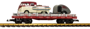 PIKO ~ G Scale ~ Flatcar w/Diecast Load ~ Santa's Surfin' Safari Transport ~ 38983