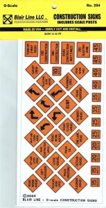Blair Line ~ O Scale ~ Construction Warning Signs ~ 204