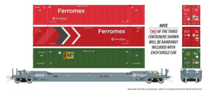 Rapido ~ HO Scale ~ 53' Husky-Stack Well Car with Containers ~ Ferromex #73545 ~ 1132005A