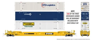 Rapido ~ HO Scale ~ 53' Husky-Stack Well Car with Containers ~ TTX #645314 ~ 1132006A