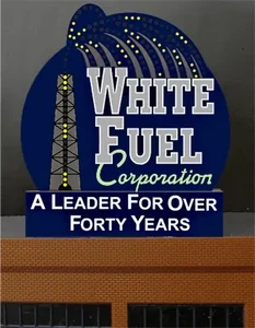 Miller Engineering ~ HO or O Scale ~ White Fuel ~ Animated Sign ~ 7981