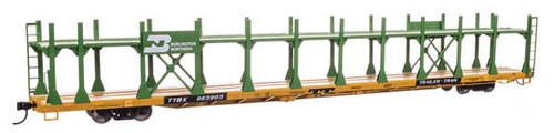 Walthers Mainline ~ HO Scale ~ 89' Flatcar with Bi-Level Open Auto Rack ~ Burlington Northern #963909 ~ 910-8030