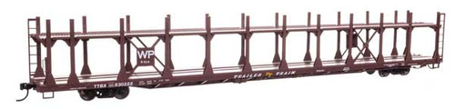 Walthers Mainline ~ HO Scale ~ 89' Flatcar with Bi-Level Open Auto Rack ~ Western Pacific #930222 ~ 910-8045