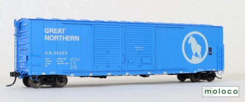 Moloco ~ HO Scale ~ Cloud built 50' XM 15-0 Double-slider offset Boxcar ~ Great Northern #35293 ~ 70507