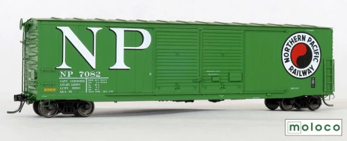 Moloco ~ HO Scale ~ Brainerd built 50' XM 15-0 Double-slider Boxcar ~ Northern Pacific #7082 ~ 70009