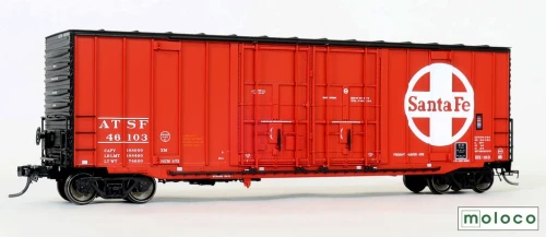 Moloco ~ HO Scale ~ ACF 50' Hi-cube non-Waffle Boxcar ~ Santa Fe #46130 ~ 60002