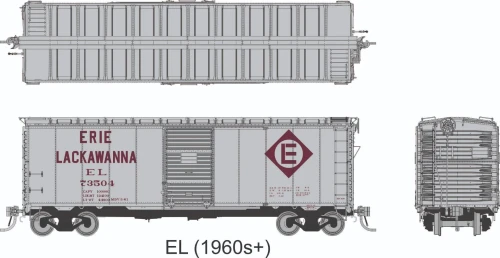 Rapido ~ HO Scale ~ 1937 AAR 40' Boxcar ~ 6-Pack ~ Erie Lackawanna ~ 1011005