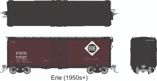 Rapido ~ HO Scale ~ AAR 40' Boxcar ~ 6-Pack ~ Erie ~ 1011009