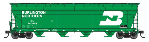 Walthers Mainline ~ HO Scale ~ ACF 5250 4-Bay Centerflow Covered Hopper ~ Burlington Northern #460001 ~ 910-49226