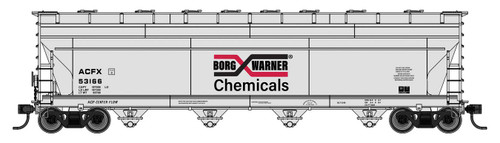 Walthers Mainline ~ HO Scale ~ ACF 5250 4-Bay Centerflow Covered Hopper ~ Borg Warner ACFX #53166 ~ 910-49229