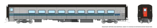 Rapido ~ HO Scale ~ Lighted ~ Hawker Siddeley Tempo Coach ~ VIA Rail #362 ~ 1062005