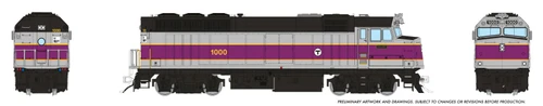 Rapido ~ HO Scale ~ F40PH with Ditchlights ~ MBTA #1000 ~ DC ~ 1043016