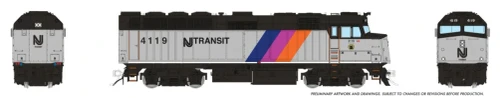Rapido ~ HO Scale ~ F40PH-2CAT ~ NJ Transit #4124 ~ DC ~ 1043059