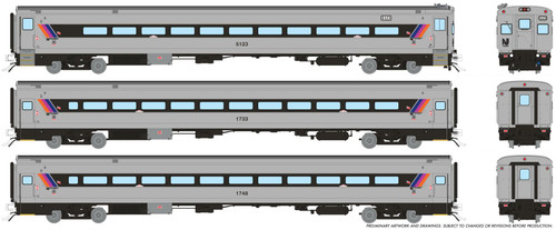 Rapido ~ HO Scale ~ Comet I Car with Ditchlights ~ Set #2 ~ NJ Transit ~ 1084038