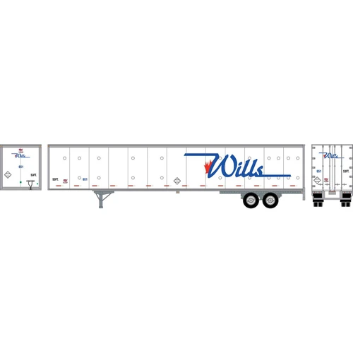 Athearn ~ HO Scale ~ RTR 53' Wabash Plate Trailer ~ Willis #651 ~ 72815