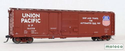 Moloco ~ HO Scale ~ Omaha 50' Combo Door Boxcar BC-50-5 Ship & Travel 5-64 ~ Union Pacific UP #164358 ~ 75052