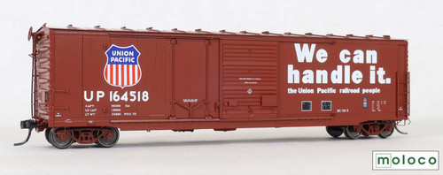 Moloco ~ HO Scale ~ Omaha 50' Combo Door Boxcar BC-50-6 We Can Handle It 11-75 ~ Union Pacific UP #164687 ~ 75068