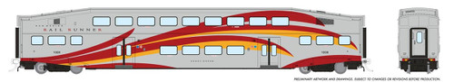 Rapido ~ HO Scale ~ BiLevel Commuter Cars ~ 3 Car Set #1 ~ New Mexico Rail Runner Express (Cab #1102, Coaches #1008 & #1012) ~ 146048