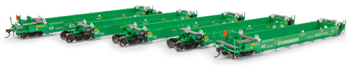 Athearn ~ HO Scale ~ Gunderson Maxi-I Well Car 5-Unit Set ~ Evergreen EMCX #73142 ~ 3011