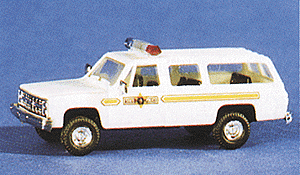 Trident Miniatures ~ HO Scale ~ Chevrolet Suburban ~ Emergency ~ Police Vehicles ~ Illinois State Police (white, yellow stripes) ~ 729-90184