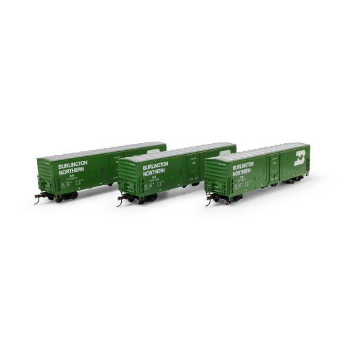 Athearn ~ HO Scale ~ 50' Youngstown Plug Door Box Car ~ 3-Pack ~ Burlington Northern BN #747917, #747936, #747955 ~ 2058